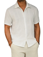 Men's Button-Down Shirt with Textured Stripe Pattern