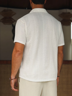 Men's Button-Down Shirt with Textured Stripe Pattern