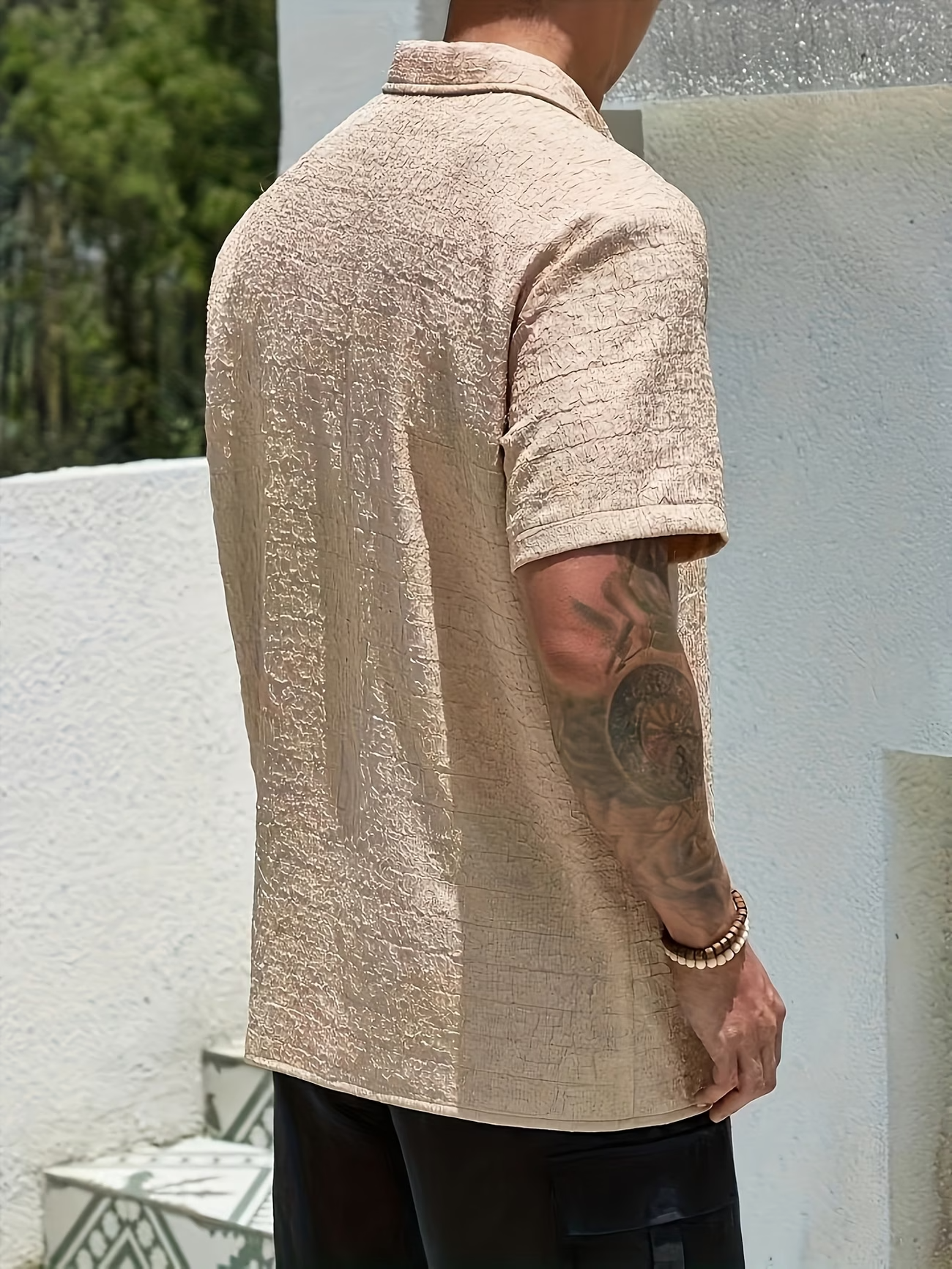 Men's Button-Down Shirt with Textured Surface