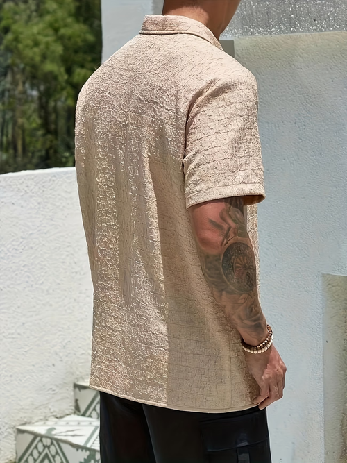 Men's Button-Down Shirt with Textured Surface