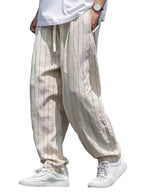 Men's Pinstripe Pants with Drawstring Waist