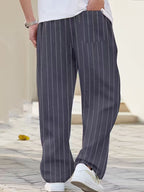 Men's Pinstripe Pants with Drawstring Waist