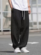 Men's Pinstripe Pants with Drawstring Waist