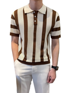 Men's Polo Shirt with Vertical Stripe Pattern