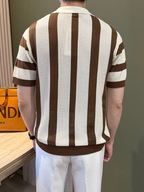 Men's Polo Shirt with Vertical Stripe Pattern