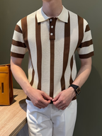 Men's Polo Shirt with Vertical Stripe Pattern