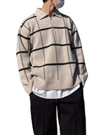 Men's Quarter-Zip Sweater with Striped Pattern