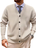 Men's Ribbed Knit V-Neck Cardigan