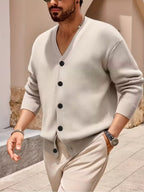Men's Ribbed Knit V-Neck Cardigan