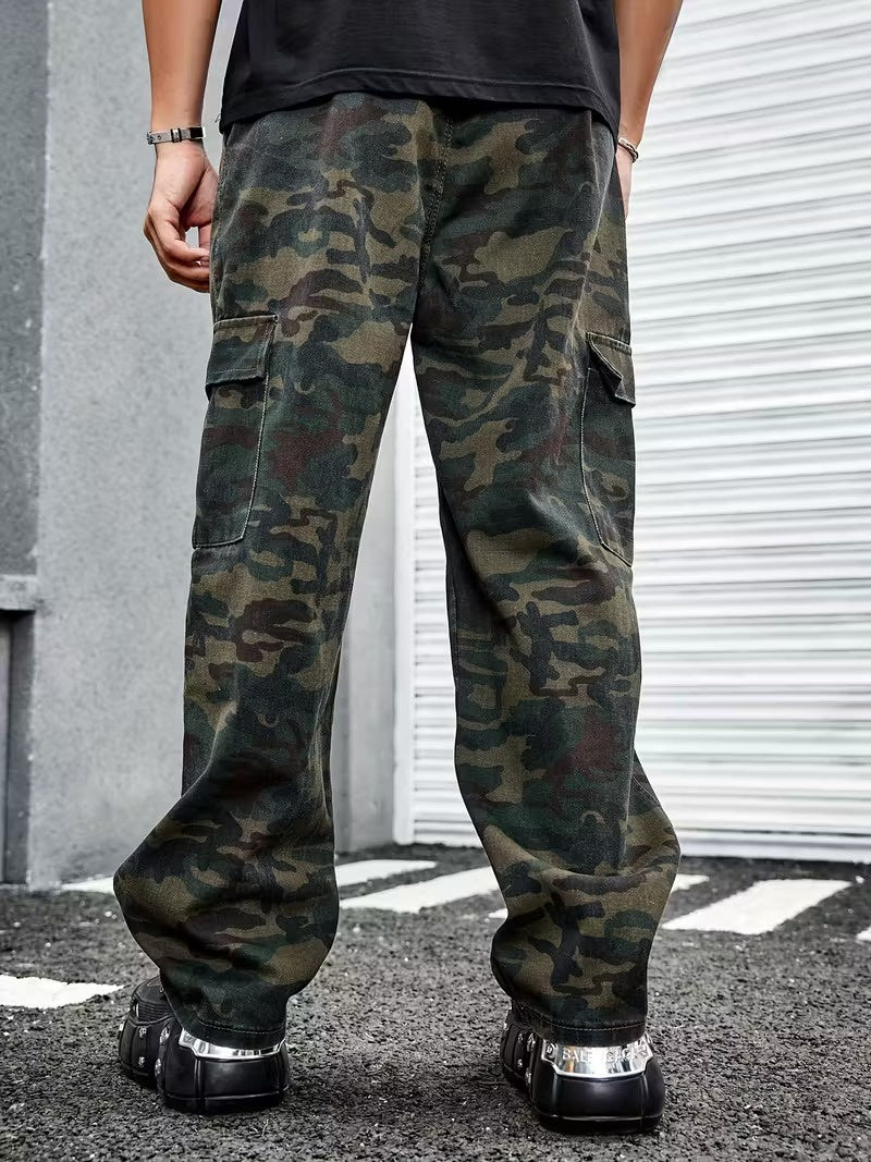 Men's Straight-Leg Cargo Pants with Flap Pockets