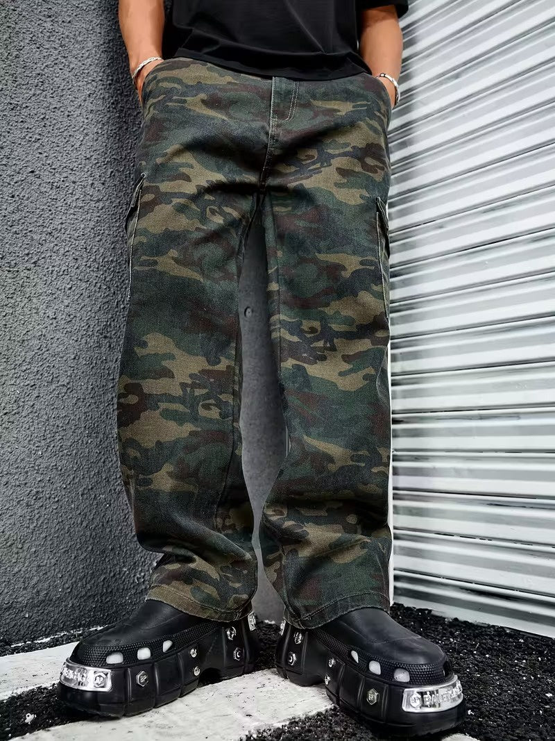 Men's Straight-Leg Cargo Pants with Flap Pockets