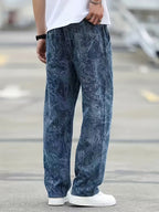 Men's Straight-Leg Pants with Abstract Pattern