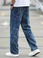 Men's Straight-Leg Pants with Abstract Pattern