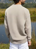 Men's V-Neck Cardigan with Ribbed Knit Texture